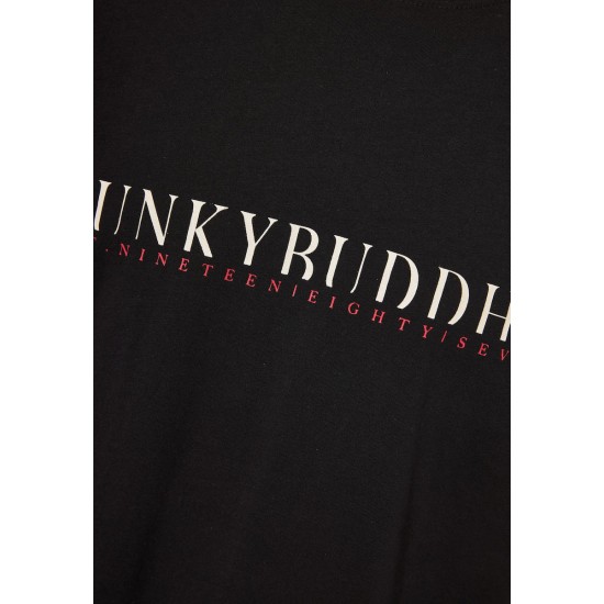 FUNKY BUDDHA FBM011-015-04 BLACK T-shirt με τύπωμα στο στήθος