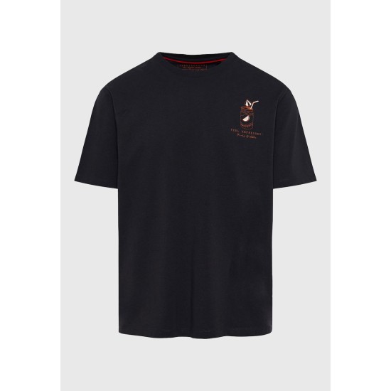 FUNKY BUDDHA FBM011-060-04 ANTHRACITE T-SHIRT με text artwork τύπωμα στην πλάτη