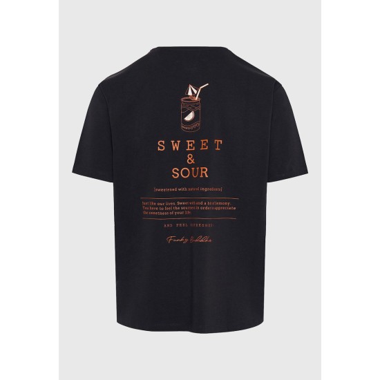 FUNKY BUDDHA FBM011-060-04 ANTHRACITE T-SHIRT με text artwork τύπωμα στην πλάτη