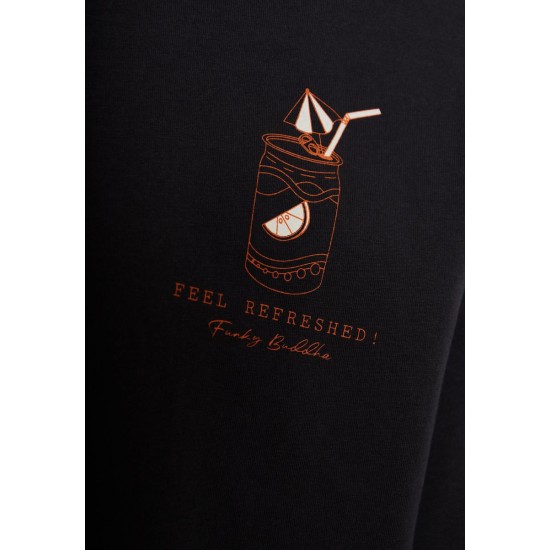 FUNKY BUDDHA FBM011-060-04 ANTHRACITE T-SHIRT με text artwork τύπωμα στην πλάτη