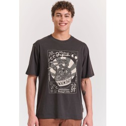 FUNKY BUDDHA FBM011-332-04 ANTHRACITE Oversized t-shirt με graphic τύπωμα στην πλάτη