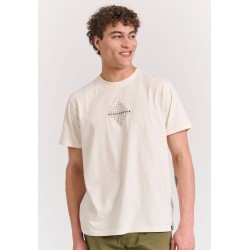 FUNKY BUDDHA FBM011-048-04 OFF WHITE T-shirt με τύπωμα στο στήθος