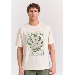 FUNKY BUDDHA FBM011-332-04 OFF WHITE Oversized t-shirt με graphic τύπωμα στην πλάτη