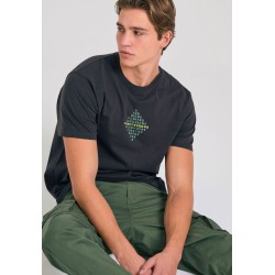 FUNKY BUDDHA FBM011-048-04 ANTHRACITE T-shirt με τύπωμα στο στήθος