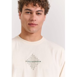 FUNKY BUDDHA FBM011-048-04 OFF WHITE T-shirt με τύπωμα στο στήθος