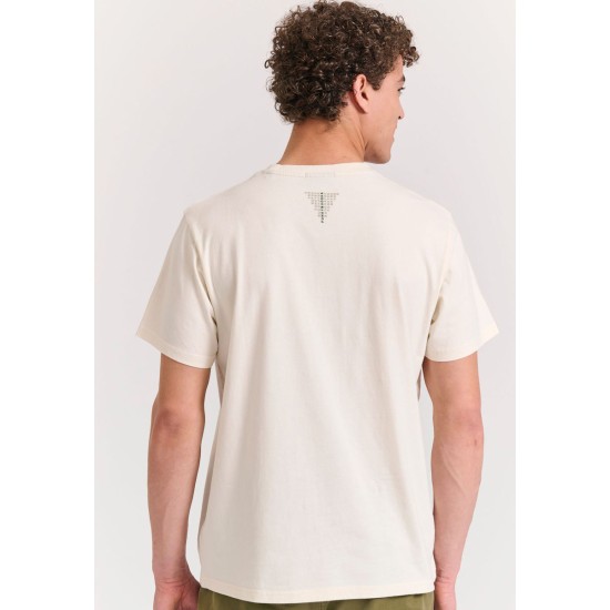 FUNKY BUDDHA FBM011-048-04 OFF WHITE T-shirt με τύπωμα στο στήθος