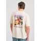 FUNKY BUDDHA FBM011-052-04 CHALK Oversized t-shirt με graphic τύπωμα στην πλάτη