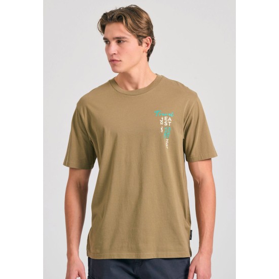 FUNKY BUDDHA FBM011-331-04 OREGANO Oversized t-shirt με graphic τύπωμα στην πλάτη