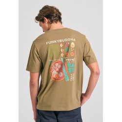 FUNKY BUDDHA FBM011-331-04 OREGANO Oversized t-shirt με graphic τύπωμα στην πλάτη
