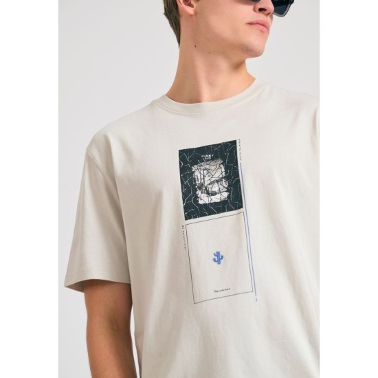 FUNKY BUDDHA FBM011-307-04 MIST Relaxed fit t-shirt με abstract τύπωμα