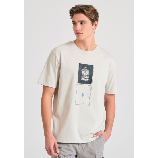 FUNKY BUDDHA FBM011-307-04 MIST Relaxed fit t-shirt με abstract τύπωμα