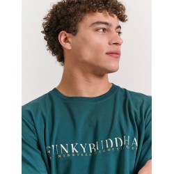 FUNKY BUDDHA FBM011-015-04 DARK SEA T-shirt με τύπωμα στο στήθος