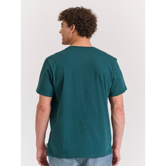 FUNKY BUDDHA FBM011-015-04 DARK SEA T-shirt με τύπωμα στο στήθος