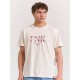 FUNKY BUDDHA FBM011-017-04 OFF WHITE T-shirt με τύπωμα στο στήθος