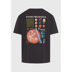 FUNKY BUDDHA FBM011-331-04 ANTHRACITE Oversized t-shirt με graphic τύπωμα στην πλάτη