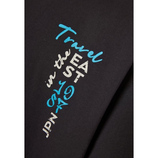 FUNKY BUDDHA FBM011-331-04 ANTHRACITE Oversized t-shirt με graphic τύπωμα στην πλάτη