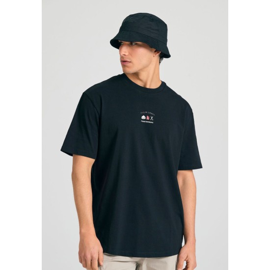 FUNKY BUDDHA FBM011-304-04 BLACK Oversized t-shirt με graphic τύπωμα στην πλάτη