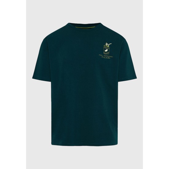 FUNKY BUDDHA FBM011-060-04 DARK SEA T-SHIRT με text artwork τύπωμα στην πλάτη