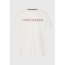 FUNKY BUDDHA FBM011-011-04 OFF WHITE T-shirt με τύπωμα στο στήθος