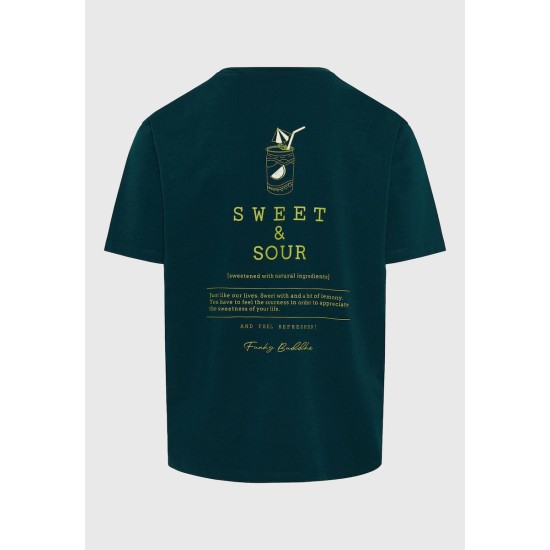 FUNKY BUDDHA FBM011-060-04 DARK SEA T-SHIRT με text artwork τύπωμα στην πλάτη