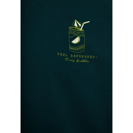 FUNKY BUDDHA FBM011-060-04 DARK SEA T-SHIRT με text artwork τύπωμα στην πλάτη