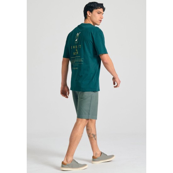 FUNKY BUDDHA FBM011-060-04 DARK SEA T-SHIRT με text artwork τύπωμα στην πλάτη