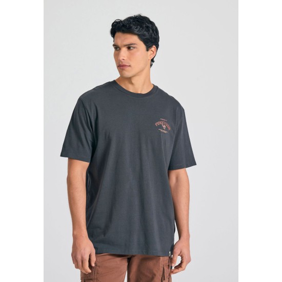FUNKY BUDDHA FBM011-099-04 ANTHRACITE T-shirt με τύπωμα πίσω