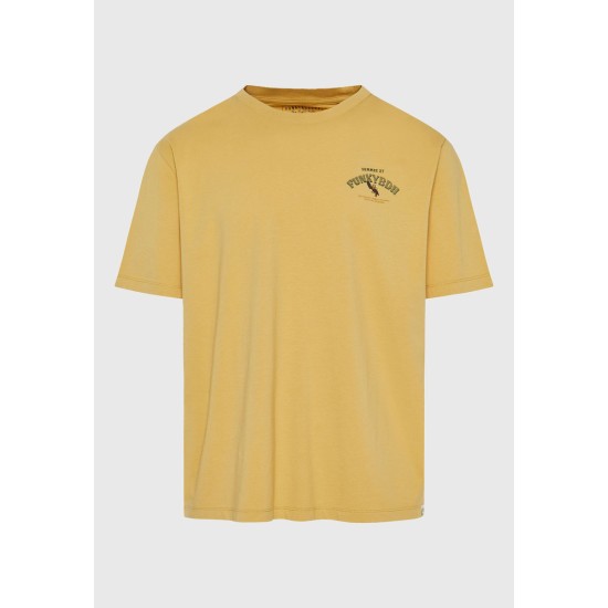 FUNKY BUDDHA FBM011-099-04 TAN T-shirt με τύπωμα πίσω