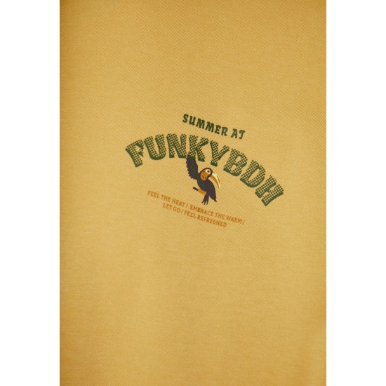 FUNKY BUDDHA FBM011-099-04 TAN T-shirt με τύπωμα πίσω