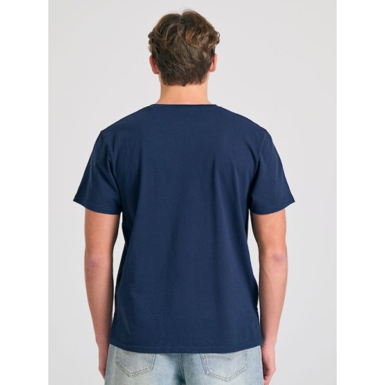 FUNKY BUDDHA FBM011-017-04 NAVY T-shirt με τύπωμα στο στήθος