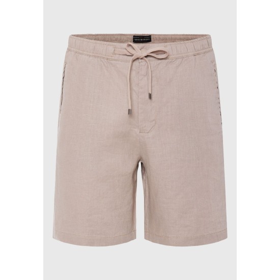 FUNKY BUDDHA FBM011-009-03 GREIGE  Comfort fit λινή βερμούδα