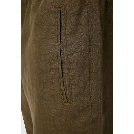 FUNKY BUDDHA FBM011-009-03 ΚΗΑΚΙ Comfort fit λινή βερμούδα