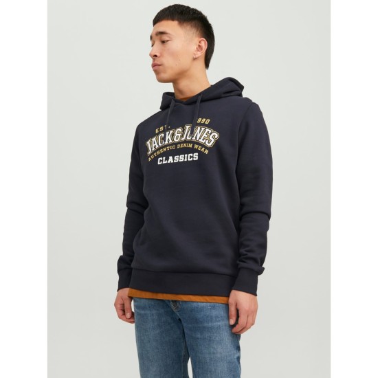 JACK&JONES 12233597 NAVY Ανδρικό Φούτερ με Κουκούλα