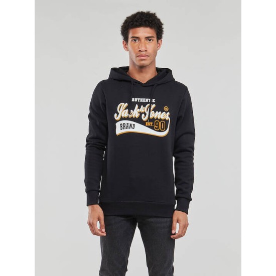 JACK&JONES 12233597 BLACK Ανδρικό Φούτερ με Κουκούλα