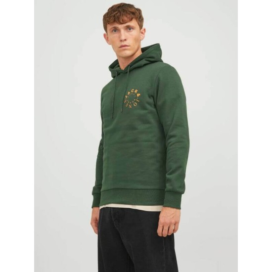 JACK&JONES 12242543 GREEN  Printed Hoodie 