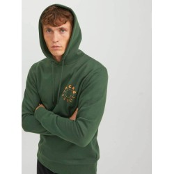 JACK&JONES 12242543 GREEN  Printed Hoodie 