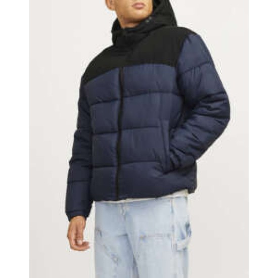JACK&JONES 12260428 NAVY BLAZER Ανδρικό puffer με κουκούλα