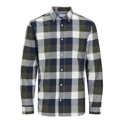 JACK&JONES 12258422 Αντρικό καρό μακρύ πουκάμισο DUSTY OLIVE