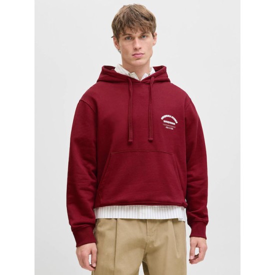JACK&JONES 12283868 RED Φούτερ με κουκούλα