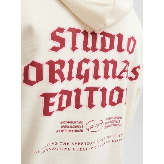 JACK&JONES 12283868 ANTIQUE WHITE Φούτερ με κουκούλα