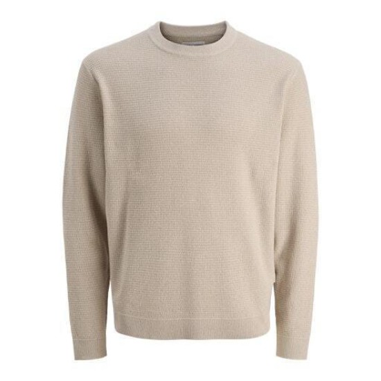 JACK&JONES 12283452 TAUPE Μπλούζα λαιμόκοψη πλεκτό 