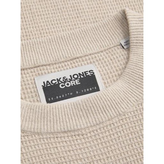 JACK&JONES 12283452 TAUPE Μπλούζα λαιμόκοψη πλεκτό 