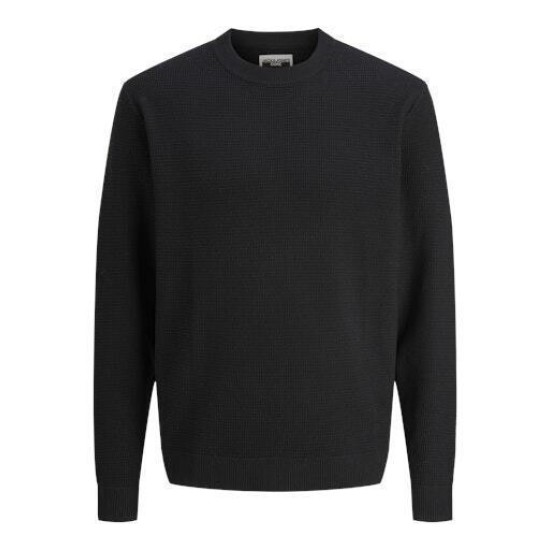 JACK&JONES 12283452 BLACK Μπλούζα λαιμόκοψη πλεκτό 