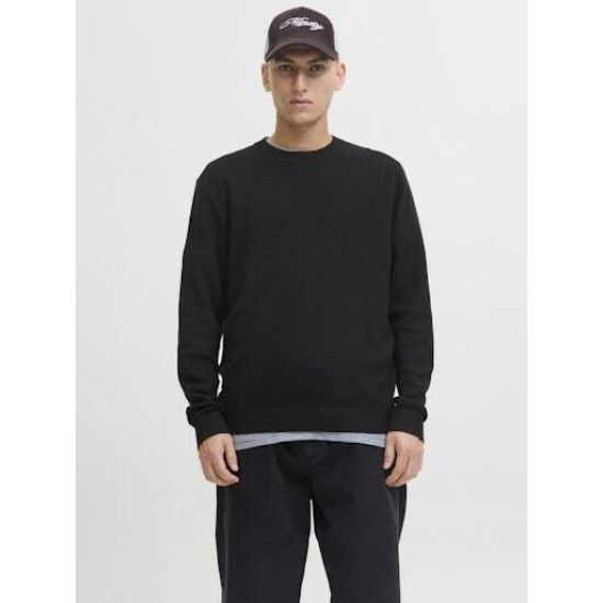 JACK&JONES 12283452 BLACK Μπλούζα λαιμόκοψη πλεκτό 