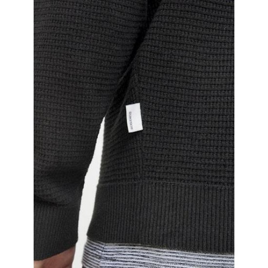 JACK&JONES 12283452 BLACK Μπλούζα λαιμόκοψη πλεκτό 