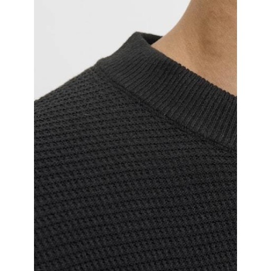 JACK&JONES 12283452 BLACK Μπλούζα λαιμόκοψη πλεκτό 