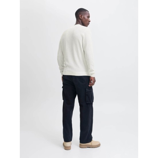 JACK&JONES 12283452 SEA SALT Μπλούζα λαιμόκοψη πλεκτό 