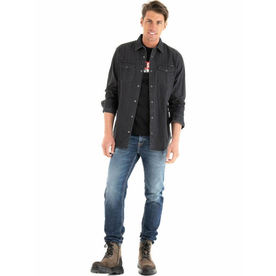 JACK&JONES 12138115 BLACK Ανδρικό τζιν πουκ΄άμισο 