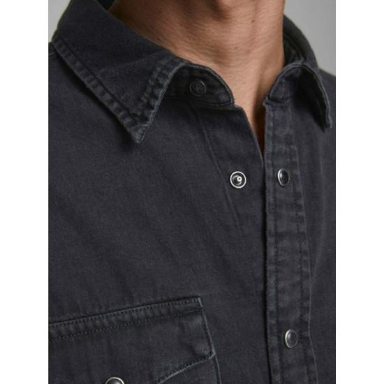 JACK&JONES 12138115 BLACK Ανδρικό τζιν πουκ΄άμισο 