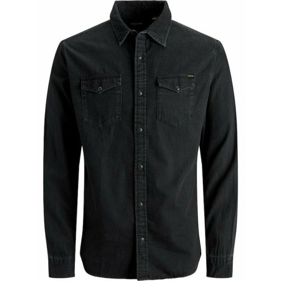 JACK&JONES 12138115 BLACK Ανδρικό τζιν πουκ΄άμισο 